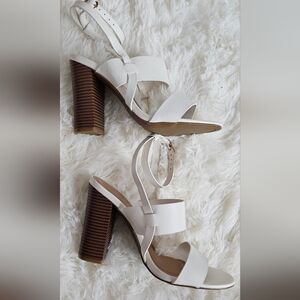 Brand New 🤍 White Heeled Sandals with Ankle Buckle. Size 8.
